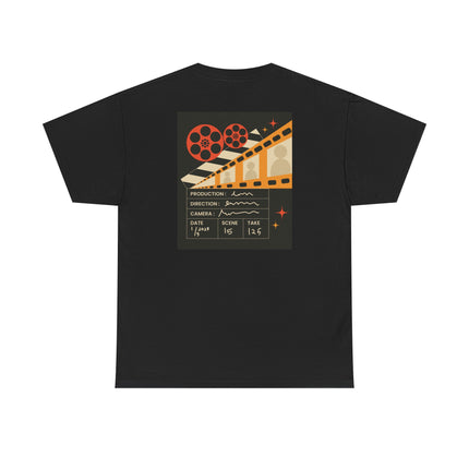 Film Reel Clapboard Graphic Tee — Vintage Movie Crew T‑Shirt