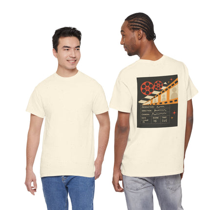 Film Reel Clapboard Graphic Tee — Vintage Movie Crew T‑Shirt