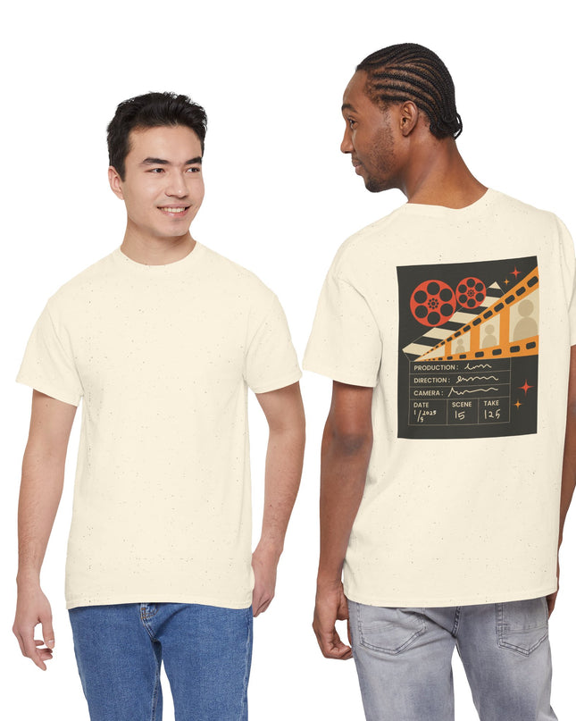 Film Reel Clapboard Graphic Tee — Vintage Movie Crew T‑Shirt
