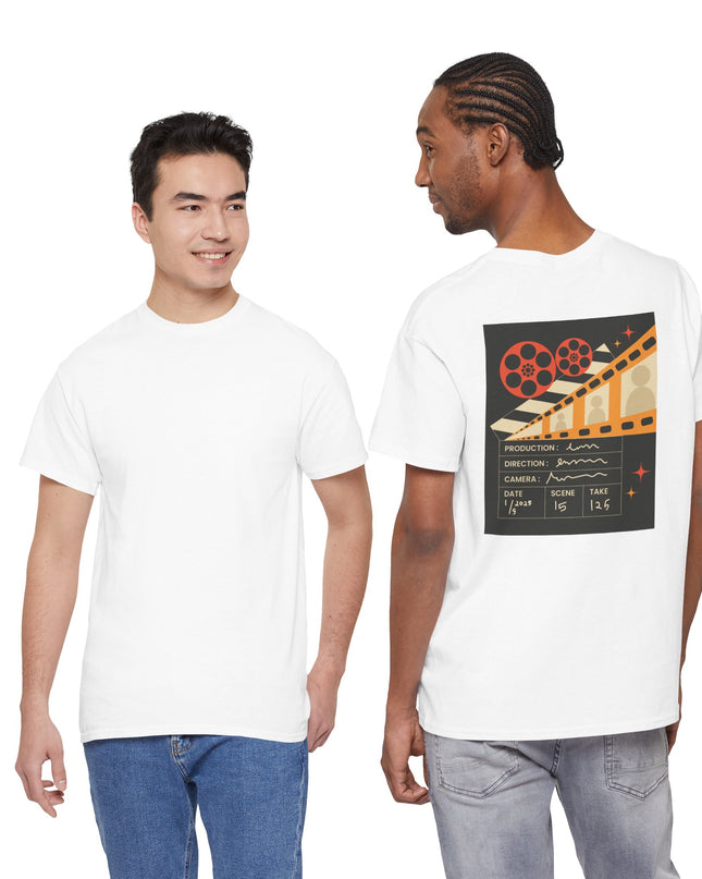 Film Reel Clapboard Graphic Tee — Vintage Movie Crew T‑Shirt