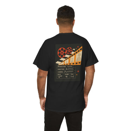 Film Reel Clapboard Graphic Tee — Vintage Movie Crew T‑Shirt