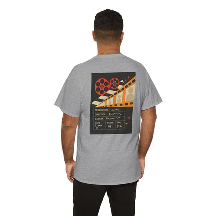 Film Reel Clapboard Graphic Tee — Vintage Movie Crew T‑Shirt