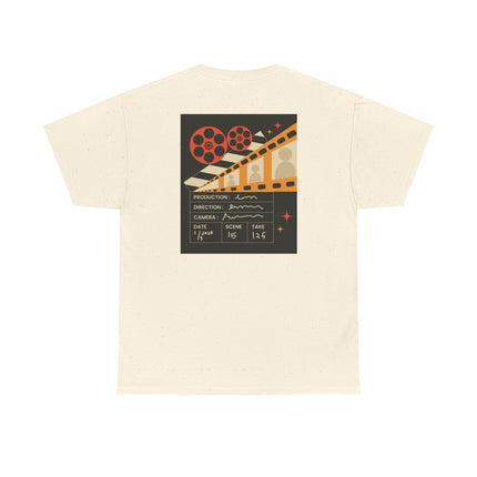 Film Reel Clapboard Graphic Tee — Vintage Movie Crew T‑Shirt