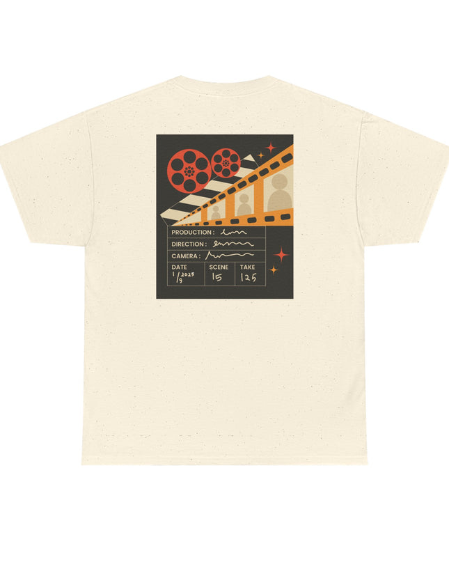 Film Reel Clapboard Graphic Tee — Vintage Movie Crew T‑Shirt