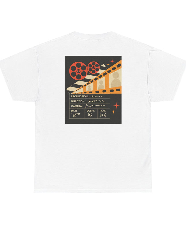 Film Reel Clapboard Graphic Tee — Vintage Movie Crew T‑Shirt