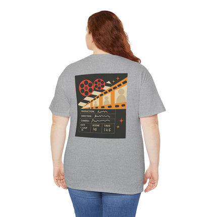 Film Reel Clapboard Graphic Tee — Vintage Movie Crew T‑Shirt