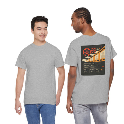 Film Reel Clapboard Graphic Tee — Vintage Movie Crew T‑Shirt
