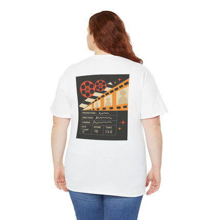Film Reel Clapboard Graphic Tee — Vintage Movie Crew T‑Shirt