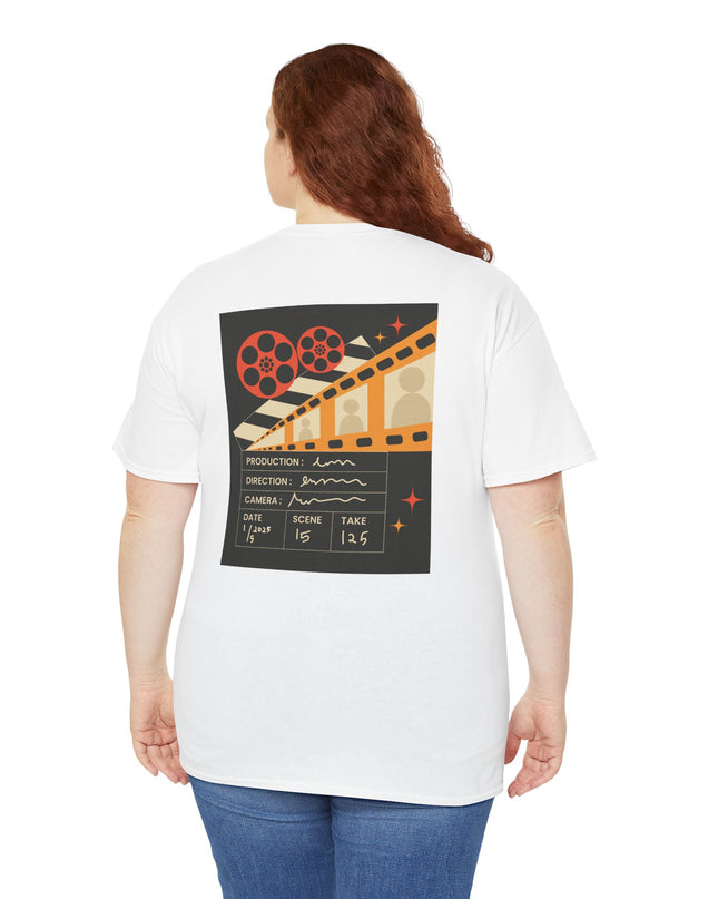 Film Reel Clapboard Graphic Tee — Vintage Movie Crew T‑Shirt