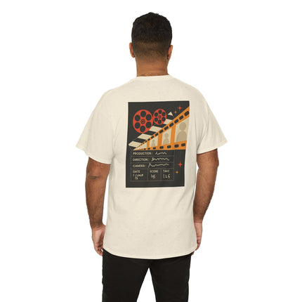 Film Reel Clapboard Graphic Tee — Vintage Movie Crew T‑Shirt
