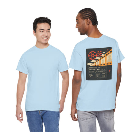 Film Reel Clapboard Graphic Tee — Vintage Movie Crew T‑Shirt