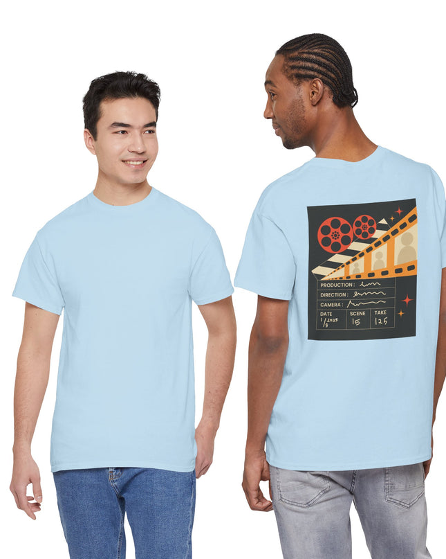 Film Reel Clapboard Graphic Tee — Vintage Movie Crew T‑Shirt