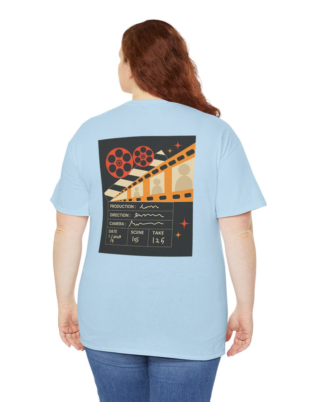 Film Reel Clapboard Graphic Tee — Vintage Movie Crew T‑Shirt