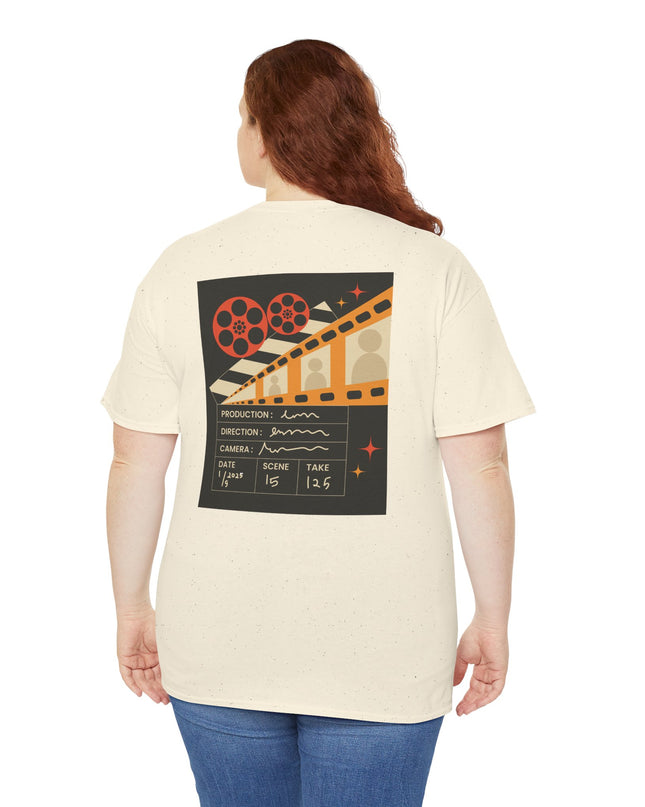 Film Reel Clapboard Graphic Tee — Vintage Movie Crew T‑Shirt