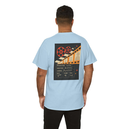 Film Reel Clapboard Graphic Tee — Vintage Movie Crew T‑Shirt