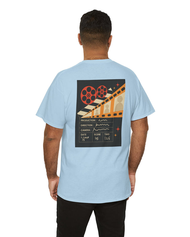 Film Reel Clapboard Graphic Tee — Vintage Movie Crew T‑Shirt
