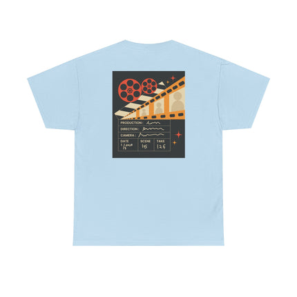 Film Reel Clapboard Graphic Tee — Vintage Movie Crew T‑Shirt
