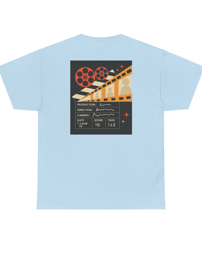 Film Reel Clapboard Graphic Tee — Vintage Movie Crew T‑Shirt